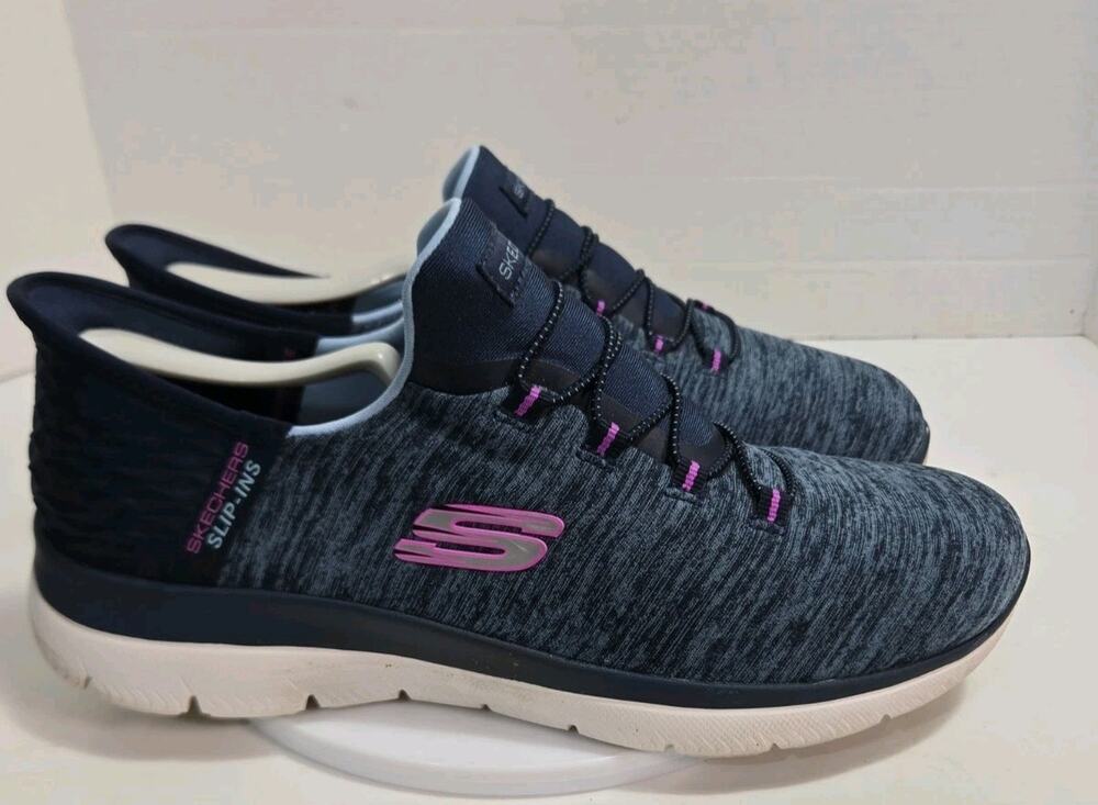 Skechers Summits Women's Hands Free Slip Ins Memory Foam Navy Purple Size 10